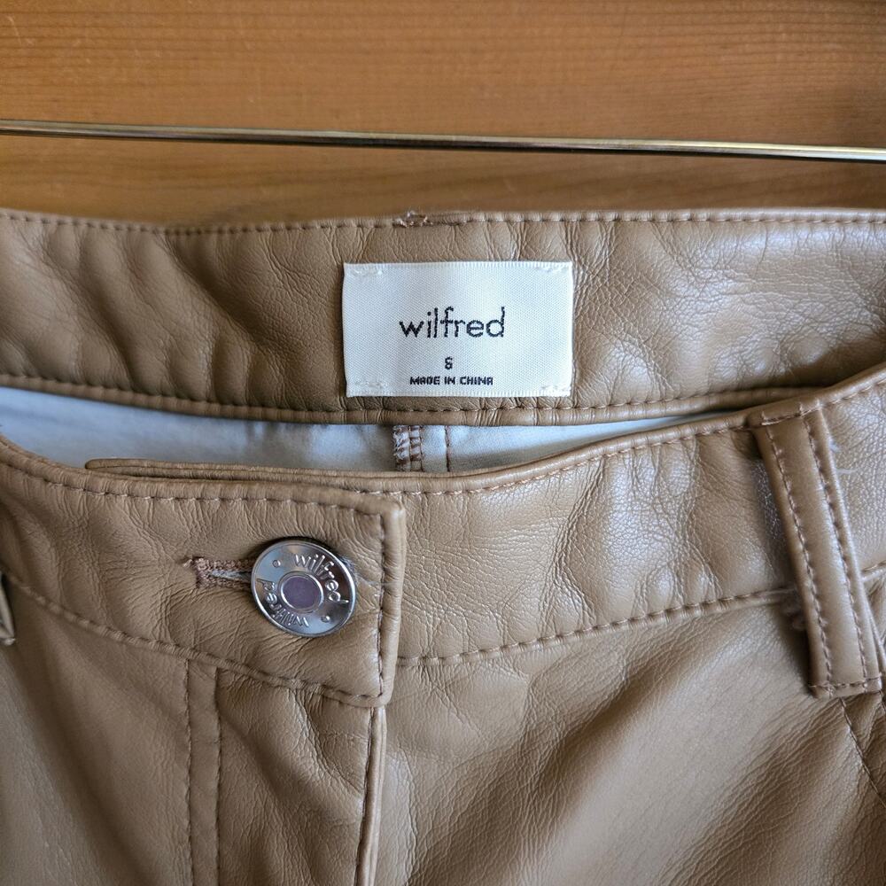 Aritzia Melina Faux Leather Pant Constant Camel 8 Straight Leg Tan High Rise - Picture 5 of 6